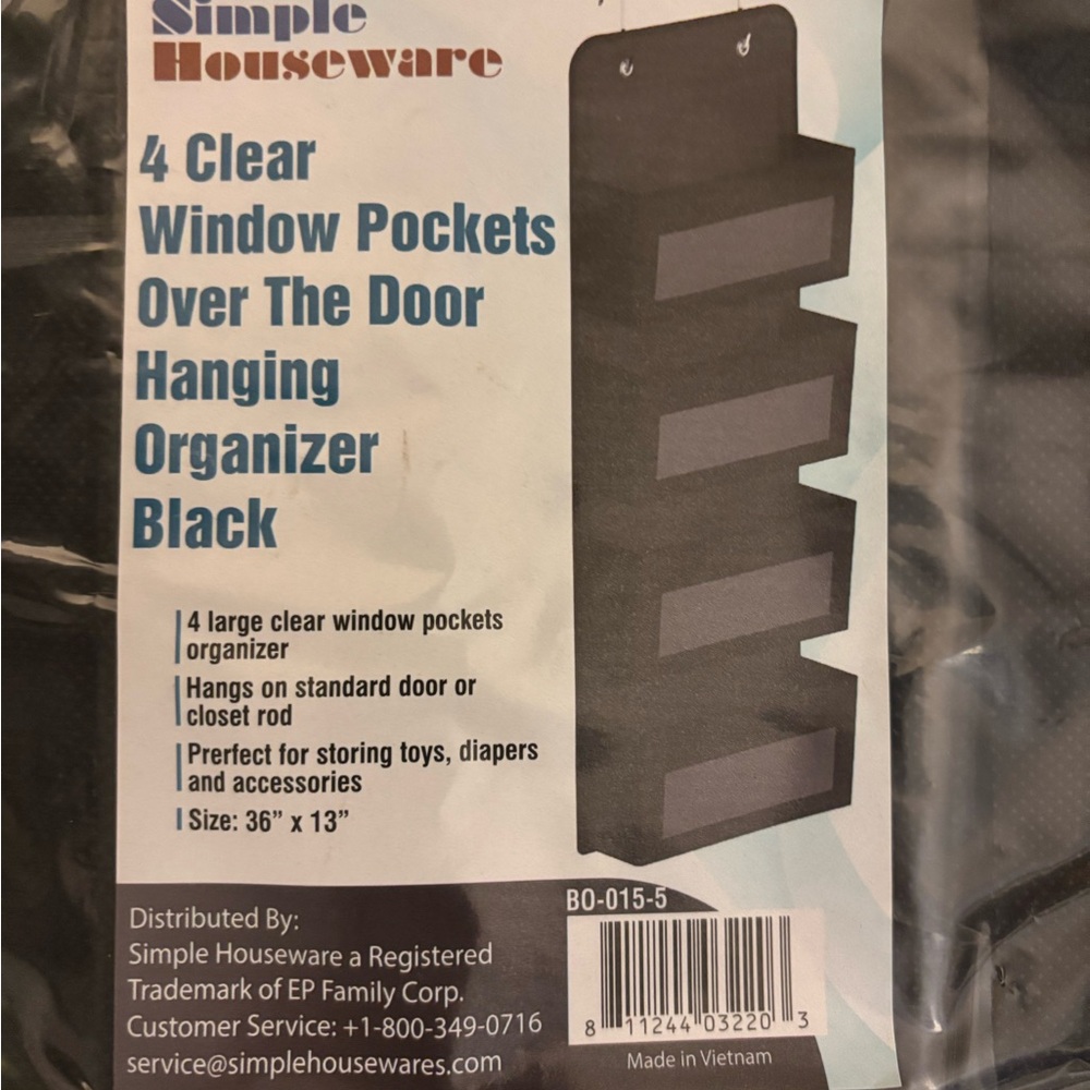 Black Over the Door Hanging Organizer